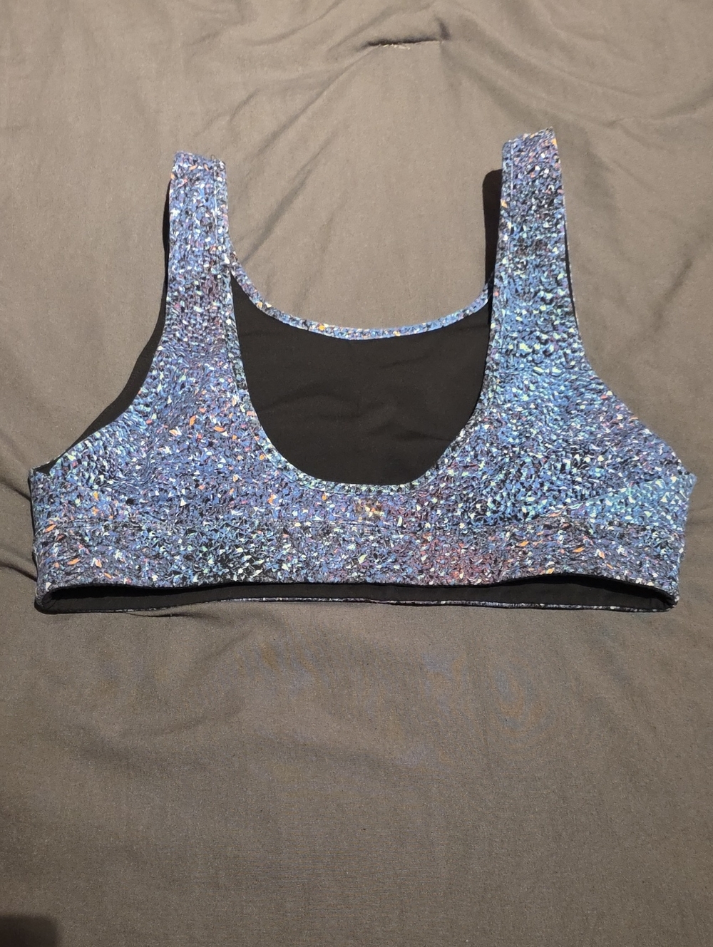 Lululemon Reversible Blue Multi Scoop Neck Sports Bra